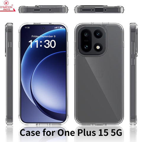 OnePlus 15 Cover  - ONation Crystal Series - Premium Quality Clear Case No Yellowing Back With Smart Shockproof Cushions