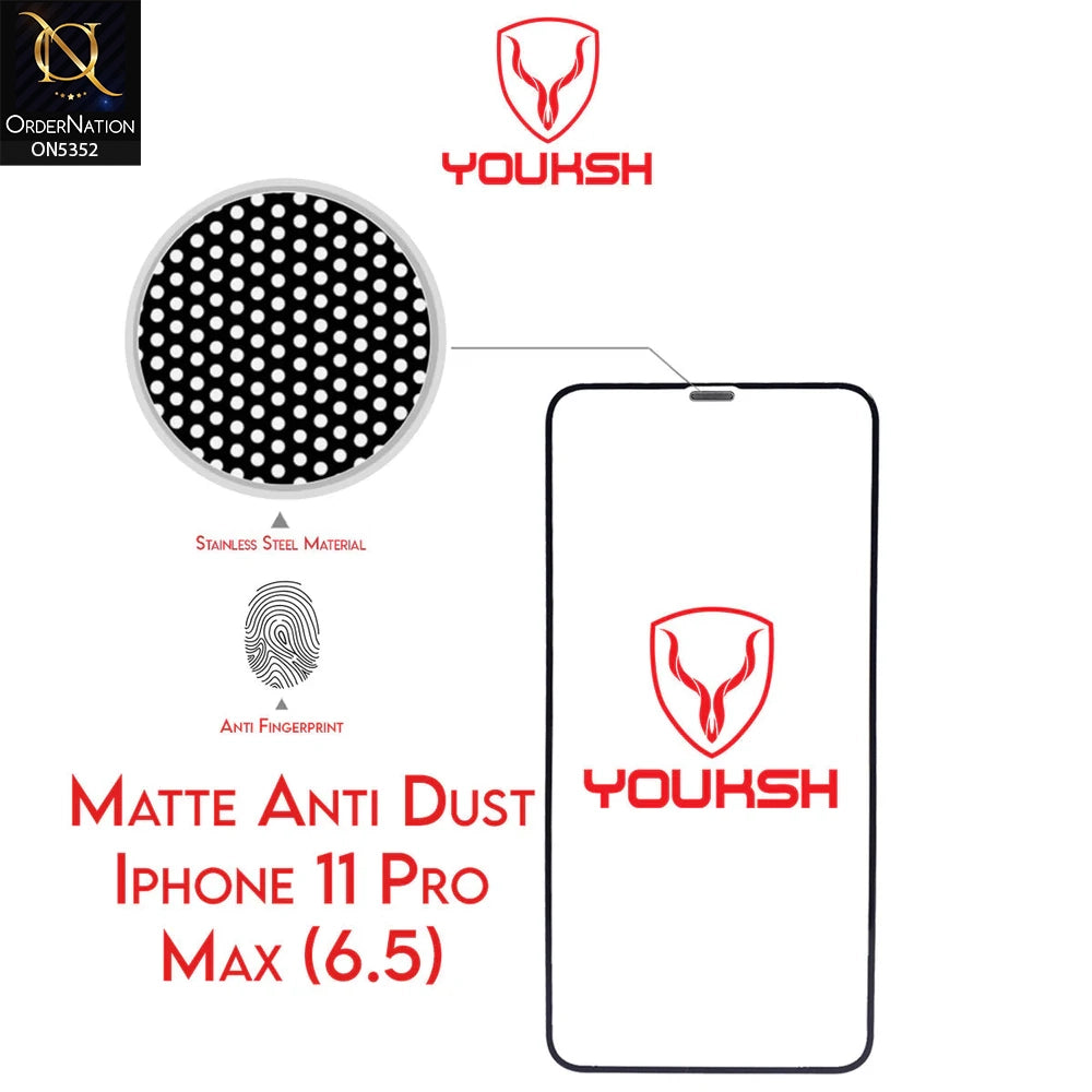 iPhone 11 Pro Max Protector - Transparent - Matte Glass Protector (Anti Dust)