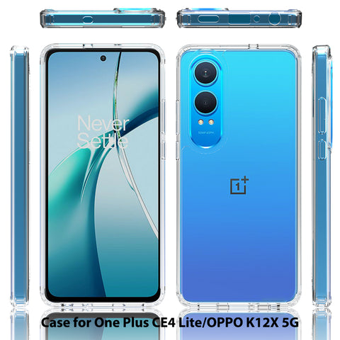 OnePlus Nord CE 4 Lite Cover - Transparent - ONation Crystal Series - Premium Quality Clear Case No Yellowing Back With Smart Shockproof Cushions