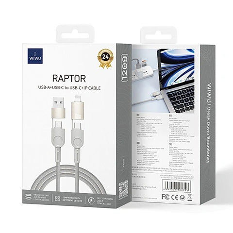 WIWU RAPTOR 4 IN 1 CABLE - 100W - Gray