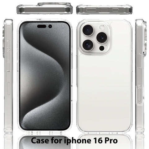 iPhone 16 Pro Cover - Transparent - ONation Crystal Series - Premium Quality Clear Case No Yellowing Back With Smart Shockproof Cushions