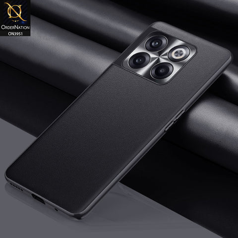 OnePlus Ace Pro Cover - Black - ONation Classy Leather Series - Minimalistic Classic Textured Pu Leather With Attractive Metallic Camera Protection Soft Borders Case