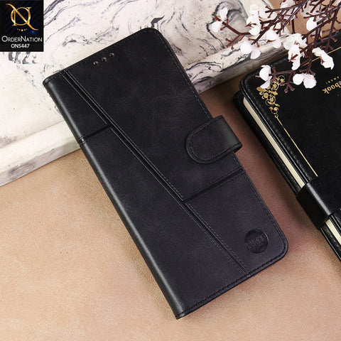Tecno Spark Go 3 Cover - Black  - Premium Leather Megantic Flip Book Covers With Card Holding Option