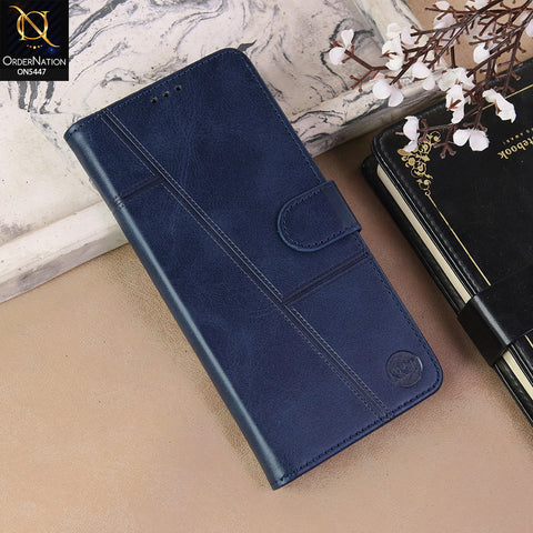 Oppo A6x 5G Cover - Blue  - Premium Leather Megantic Flip Book Covers With Card Holding Option