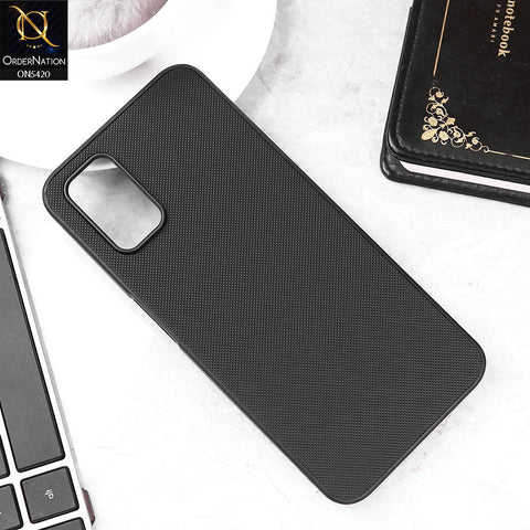 Oppo A52 Cover - Black - New Dotted Leather Texture Soft Borders Case