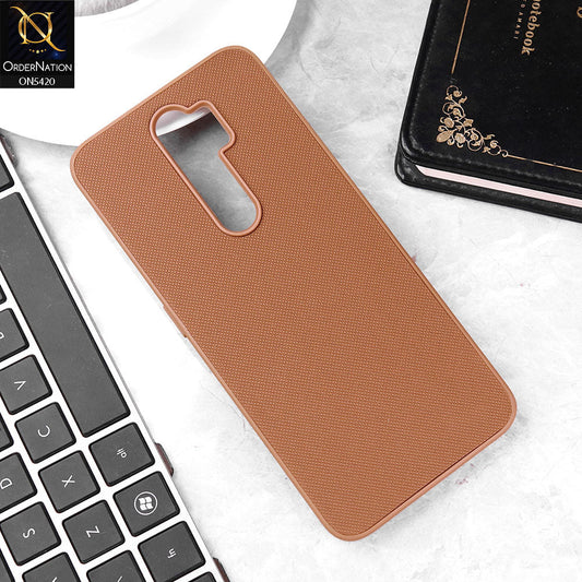 Oppo A9 2020 Cover - Brown - New Dotted Leather Texture Soft Borders Case