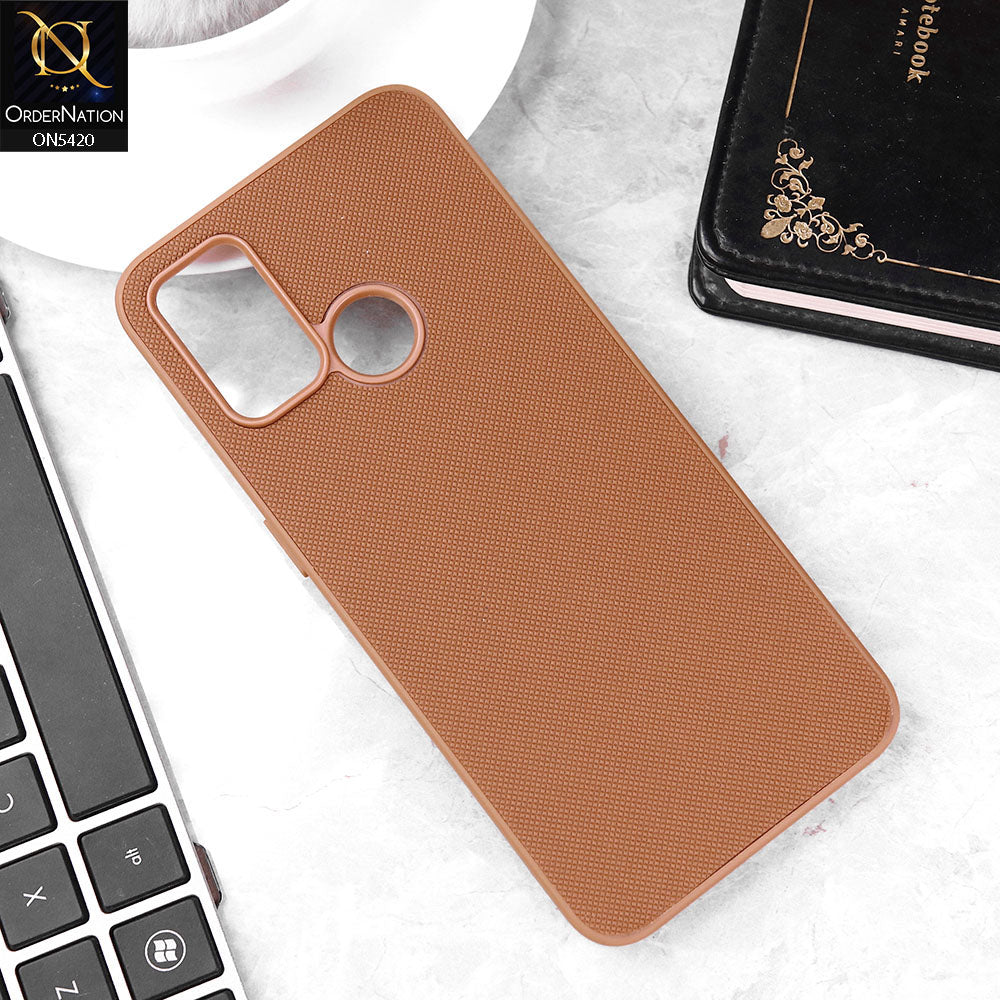 Oppo A53 Cover - Brown - New Dotted Leather Texture Soft Borders Case