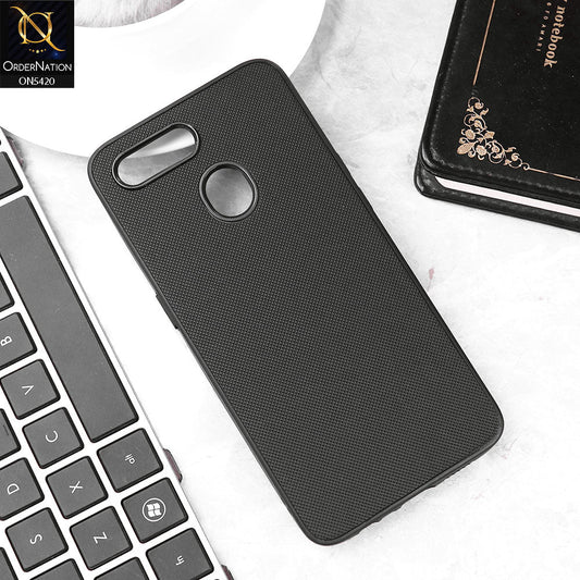 Oppo A5s Cover - Black - New Dotted Leather Texture Soft Borders Case
