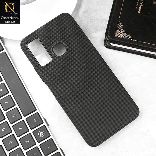 Tecno Camon 15 Cover - Black - New Dotted Leather Texture Soft Borders Case