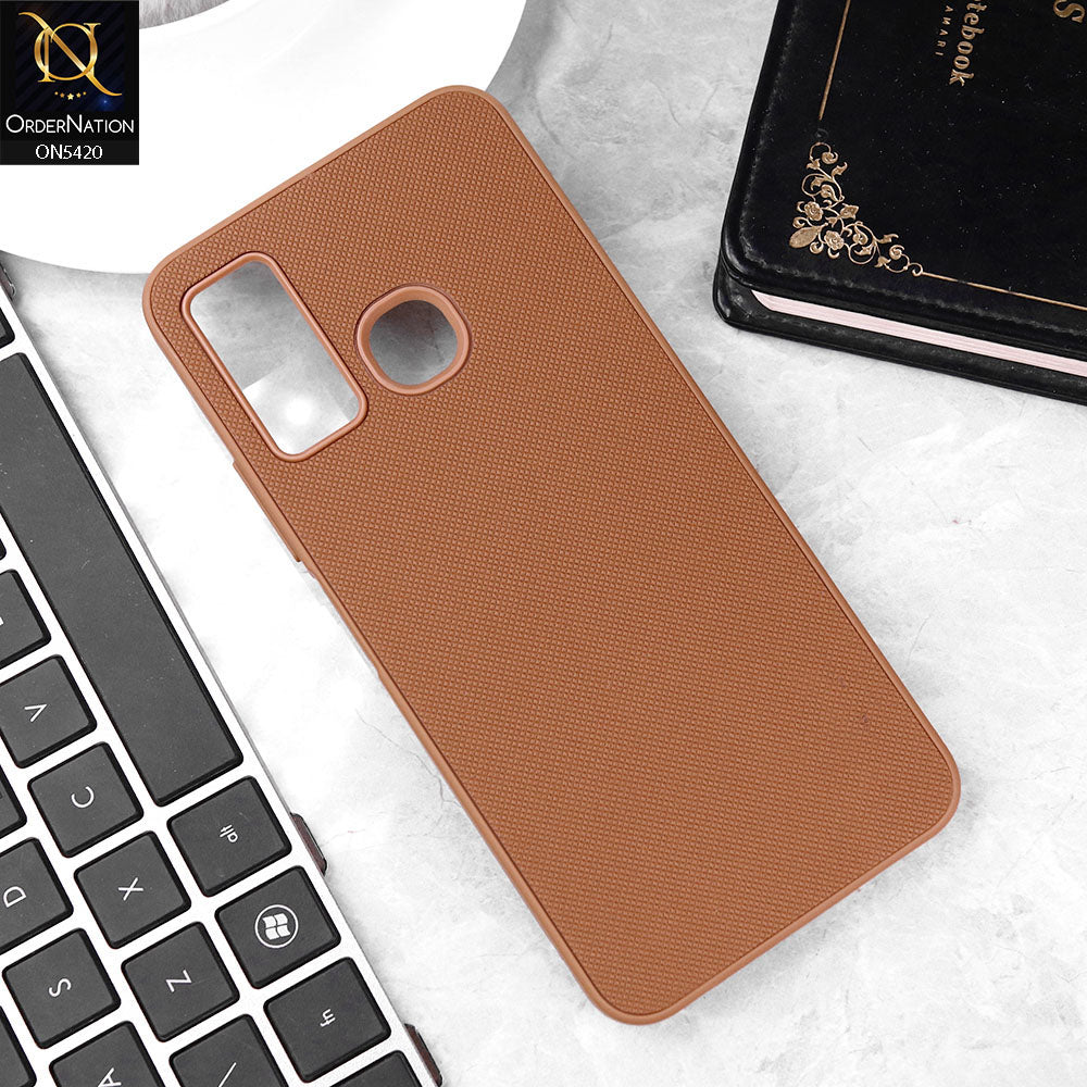 Tecno Spark 5 Cover - Brown - New Dotted Leather Texture Soft Borders Case