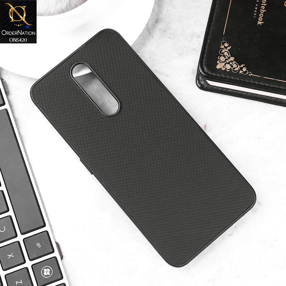 Oppo F11 Cover - Black - New Dotted Leather Texture Soft Borders Case