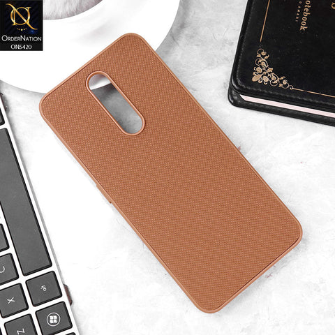 Oppo F11 Cover - Brown - New Dotted Leather Texture Soft Borders Case