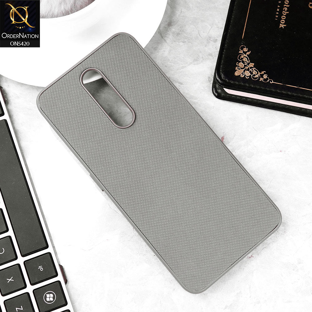 Oppo F11 Cover - Gray - New Dotted Leather Texture Soft Borders Case