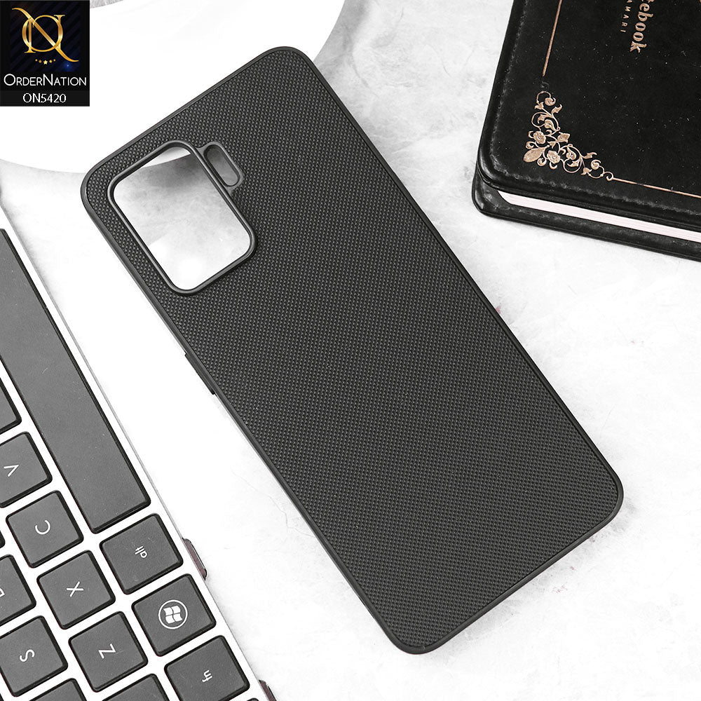Oppo F19 Pro Cover - Black - New Dotted Leather Texture Soft Borders Case