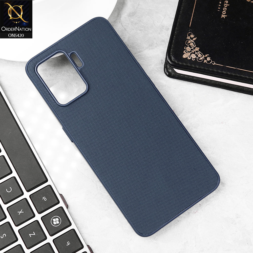 Oppo F19 Pro Cover - Blue - New Dotted Leather Texture Soft Borders Case