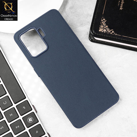 Oppo F19 Pro Cover - Blue - New Dotted Leather Texture Soft Borders Case