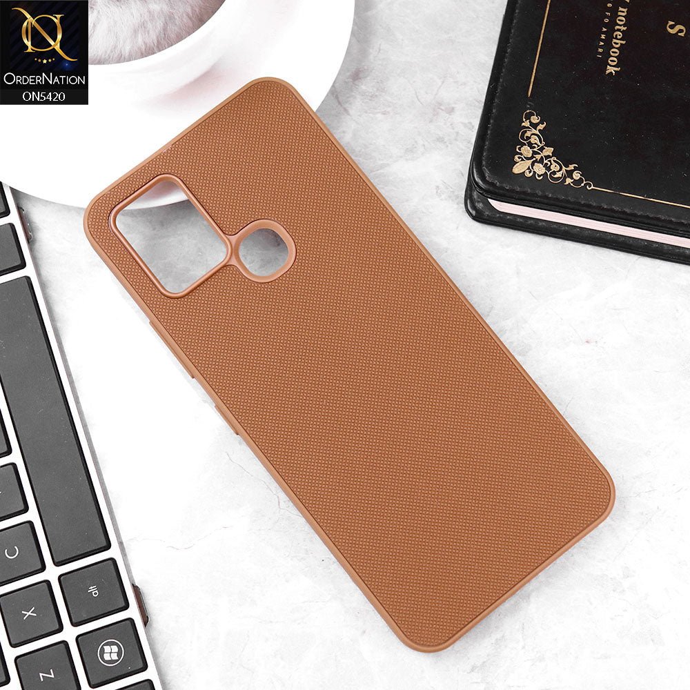 Infinix Hot 10 Cover - Brown - New Dotted Leather Texture Soft Borders Case