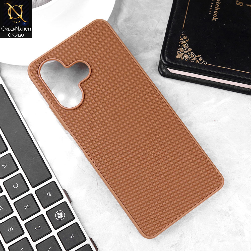 Infinix Hot 30 Play Cover - Brown - New Dotted Leather Texture Soft Borders Case