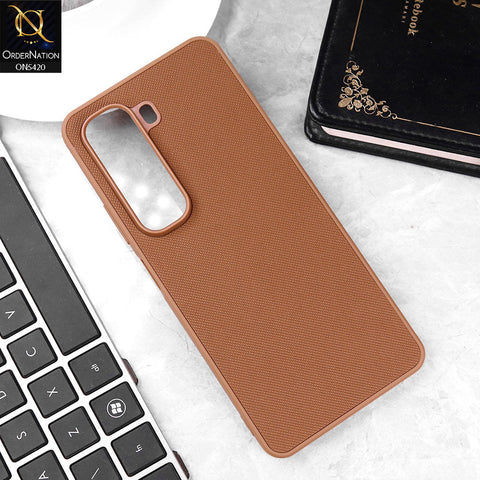 Infinix Hot 50 4G Cover - Brown - New Dotted Leather Texture Soft Borders Case