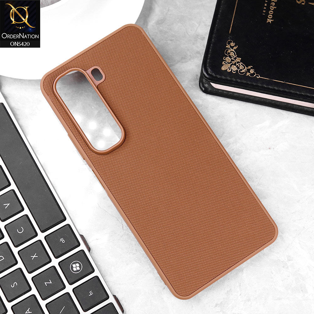 Infinix Hot 50 Pro Plus Cover - Brown - New Dotted Leather Texture Soft Borders Case