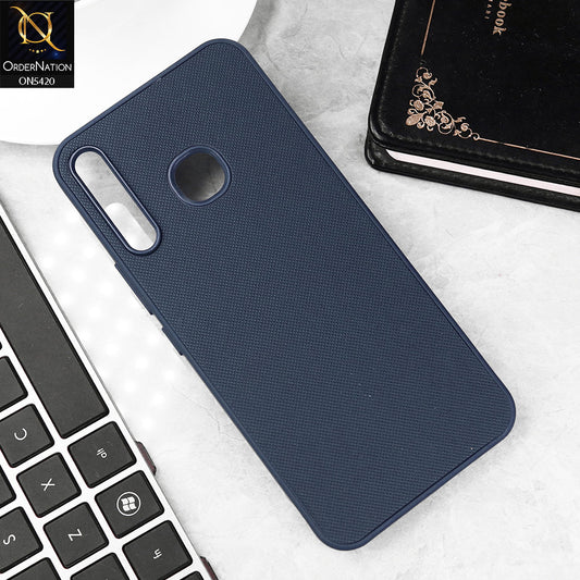 Tecno Camon 12 Cover - Blue - New Dotted Leather Texture Soft Borders Case