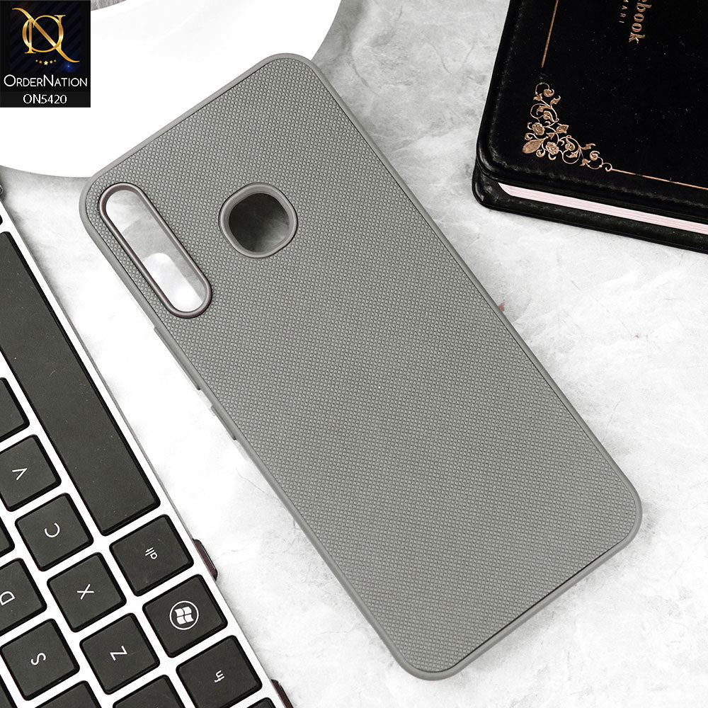 Tecno Camon 12 Cover - Gray - New Dotted Leather Texture Soft Borders Case