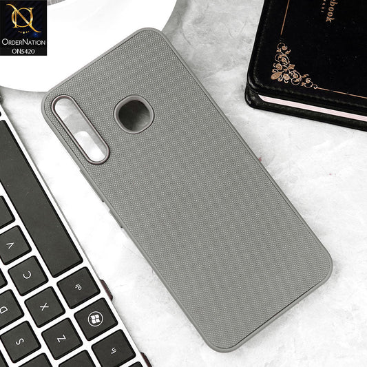 Infinix Hot 8 Cover - Gray - New Dotted Leather Texture Soft Borders Case