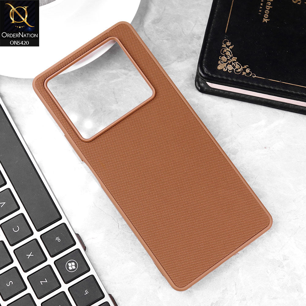 Infinix Note 40 Pro Plus Cover - Brown - New Dotted Leather Texture Soft Borders Case