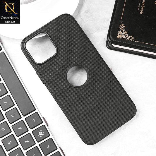 iPhone 12 Pro Max Cover - Black - New Dotted Leather Texture Soft Borders Case