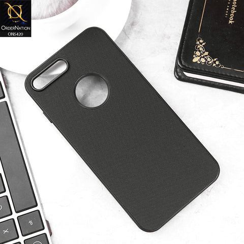iPhone 8 Plus / 7 Plus Cover - Black - New Dotted Leather Texture Soft Borders Case