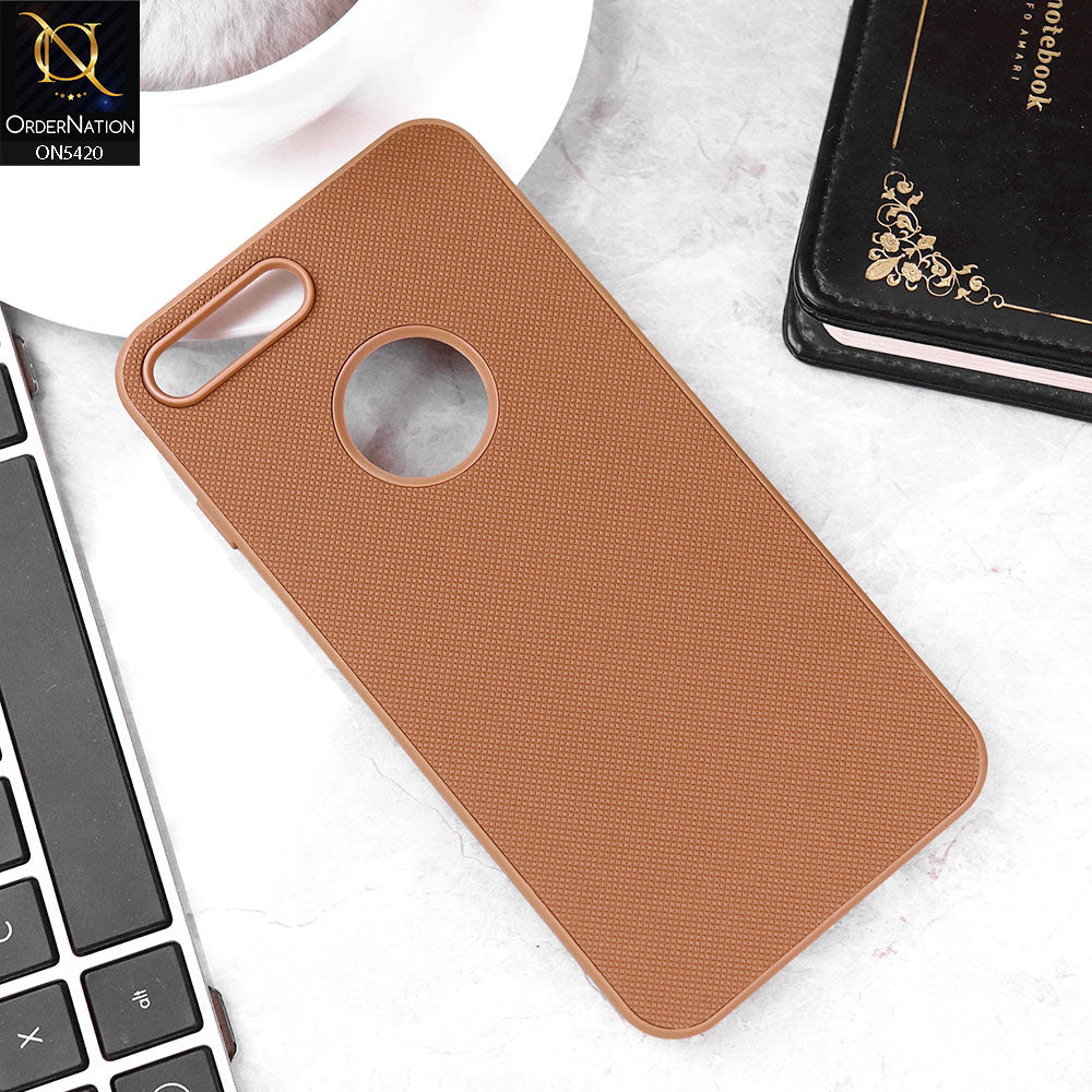 iPhone 8 Plus / 7 Plus Cover - Brown - New Dotted Leather Texture Soft Borders Case
