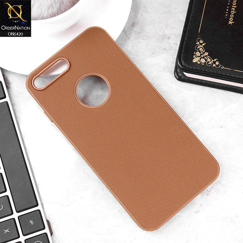 iPhone 8 Plus / 7 Plus Cover - Brown - New Dotted Leather Texture Soft Borders Case