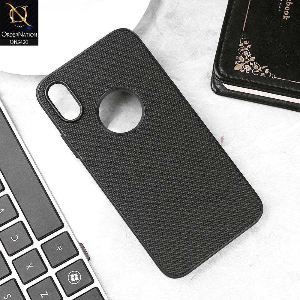 iPhone XS / X Cover - Black - New Dotted Leather Texture Soft Borders Case