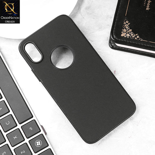 iPhone XS / X Cover - Black - New Dotted Leather Texture Soft Borders Case