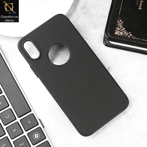 iPhone XS / X Cover - Black - New Dotted Leather Texture Soft Borders Case
