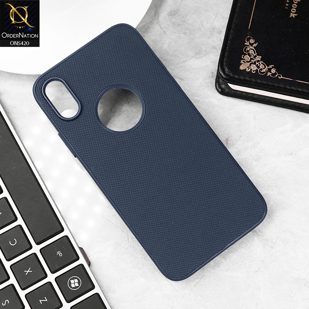 iPhone XS / X Cover - Blue - New Dotted Leather Texture Soft Borders Case