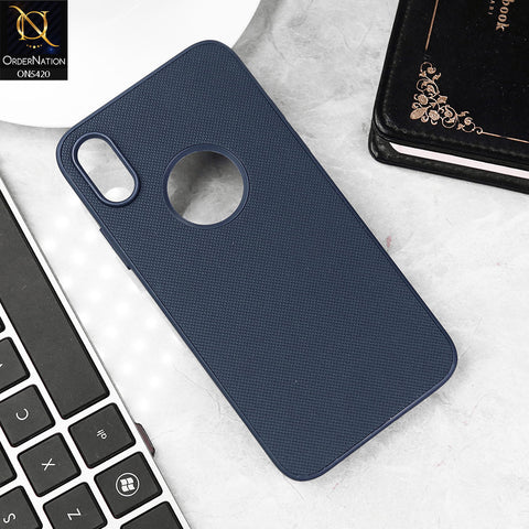 iPhone XS / X Cover - Blue - New Dotted Leather Texture Soft Borders Case
