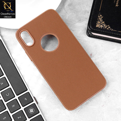 iPhone XS / X Cover - Brown - New Dotted Leather Texture Soft Borders Case