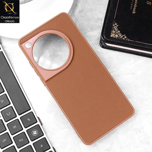 OnePlus 12 Cover - Brown - New Dotted Leather Texture Soft Borders Case