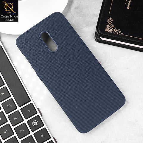 OnePlus 7 Cover - Blue - New Dotted Leather Texture Soft Borders Case