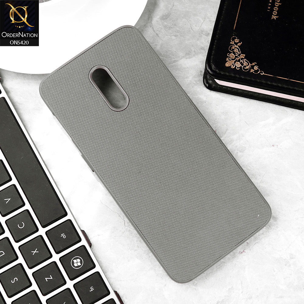 OnePlus 7 Cover - Gray - New Dotted Leather Texture Soft Borders Case
