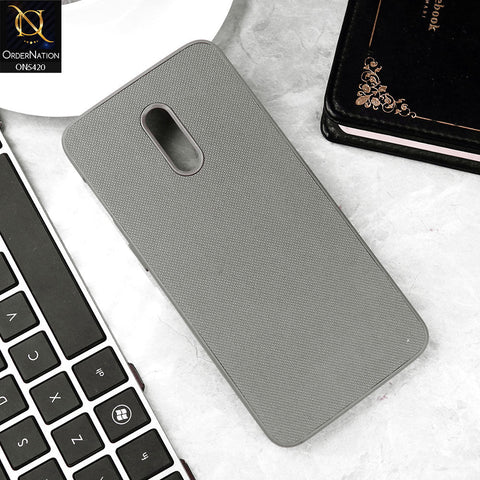OnePlus 7 Cover - Gray - New Dotted Leather Texture Soft Borders Case