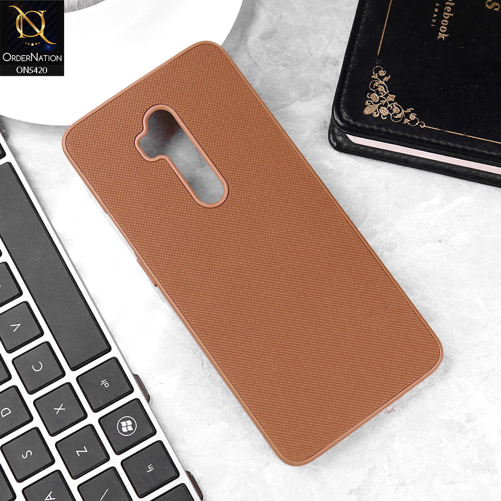 OnePlus 7T Pro Cover - Brown - New Dotted Leather Texture Soft Borders Case