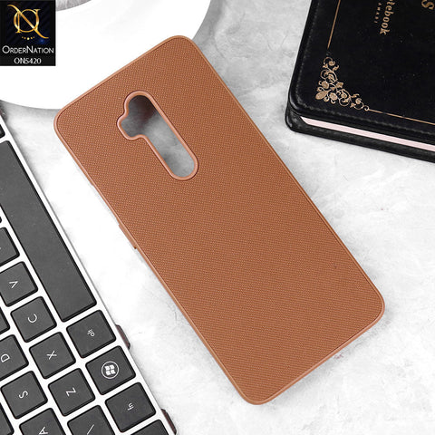 OnePlus 7T Pro Cover - Brown - New Dotted Leather Texture Soft Borders Case