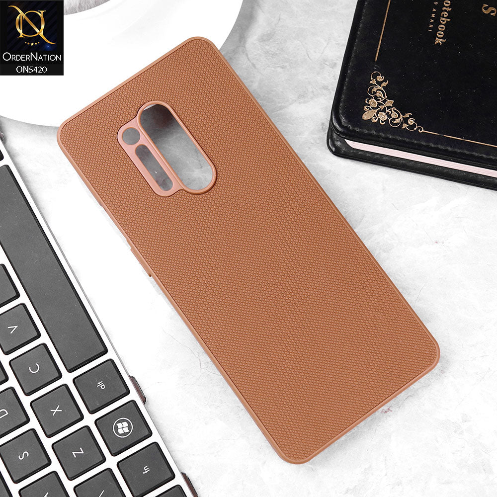 OnePlus 8 Pro Cover - Brown - New Dotted Leather Texture Soft Borders Case