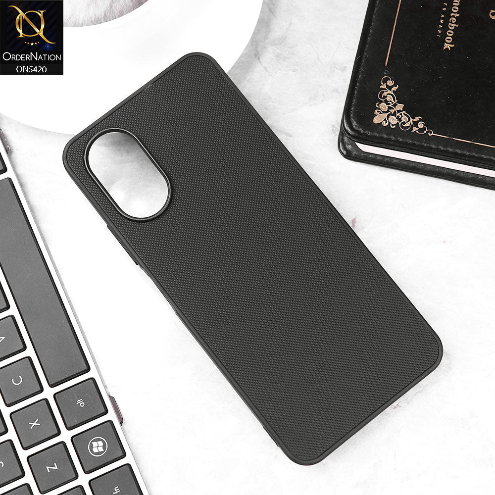 Oppo A18 Cover - Black - New Dotted Leather Texture Soft Borders Case