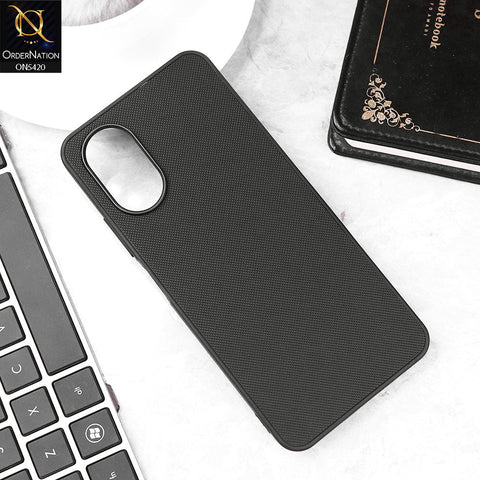 Oppo A18 Cover - Black - New Dotted Leather Texture Soft Borders Case