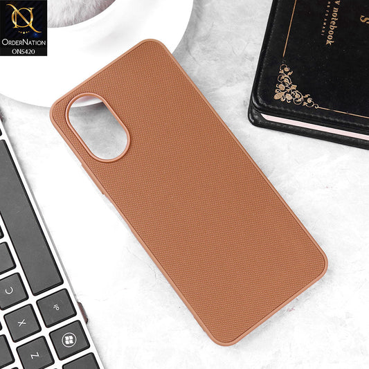 Oppo A38 Cover - Brown - New Dotted Leather Texture Soft Borders Case