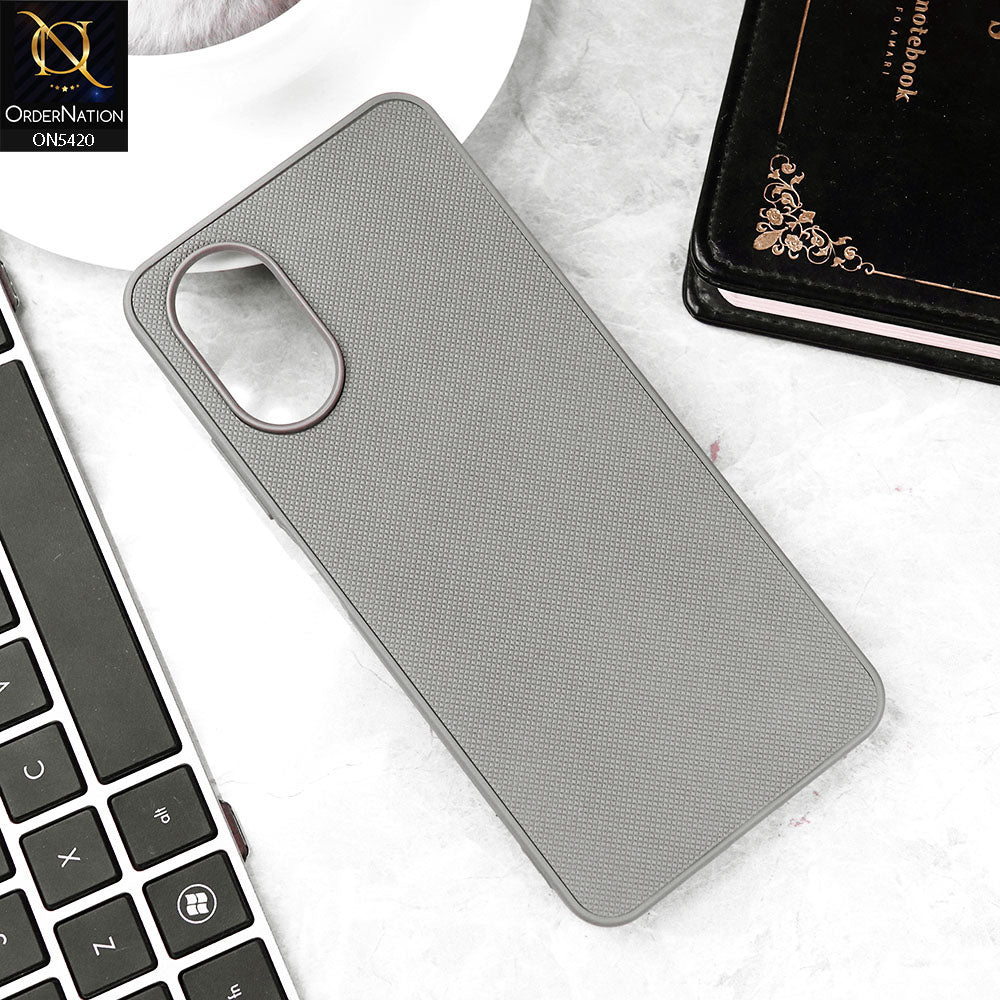 Oppo A18 Cover - Gray - New Dotted Leather Texture Soft Borders Case