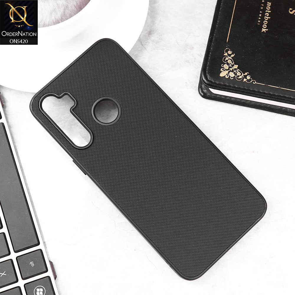 Realme 5 Cover - Black - New Dotted Leather Texture Soft Borders Case